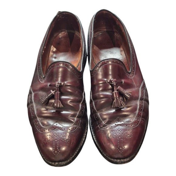 Allen‎ Edmonds Berwick Leather Loafers Wingtip Tassel Burgundy Men's 11.5 D - Picture 1 of 7